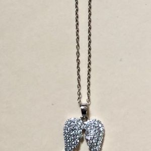 18” sterling silver necklace with angel wings pendant